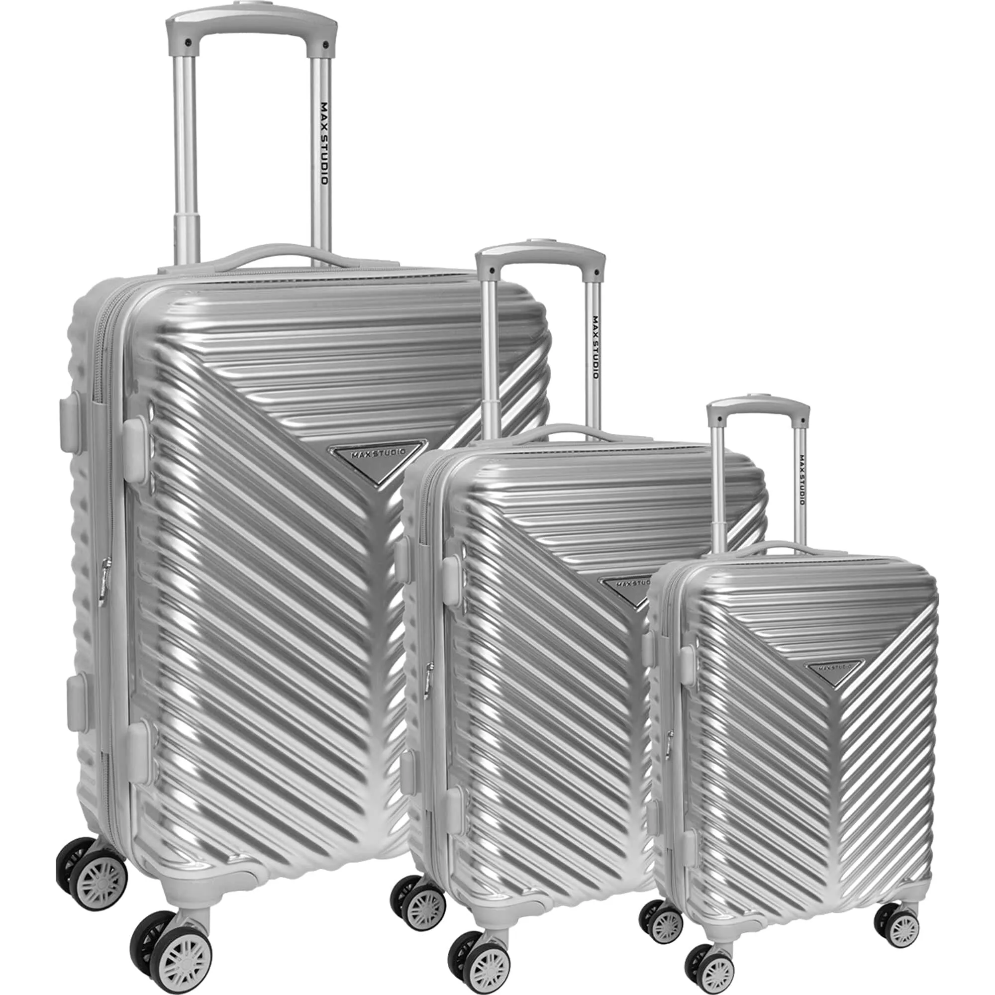 Max Studio 3 Piece Auckland Hardshell Expandable Lightweight Suitcase Double Spinner Wheels Luggage Set