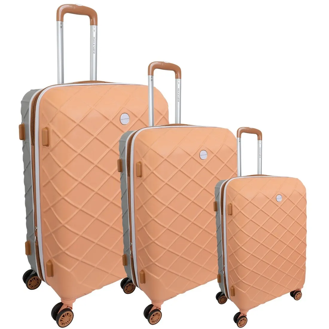 Max Studio 3 Piece Diamond Quilted Hardside Expandable Lightweight Suitcase Double Spinner Wheels Luggage Set