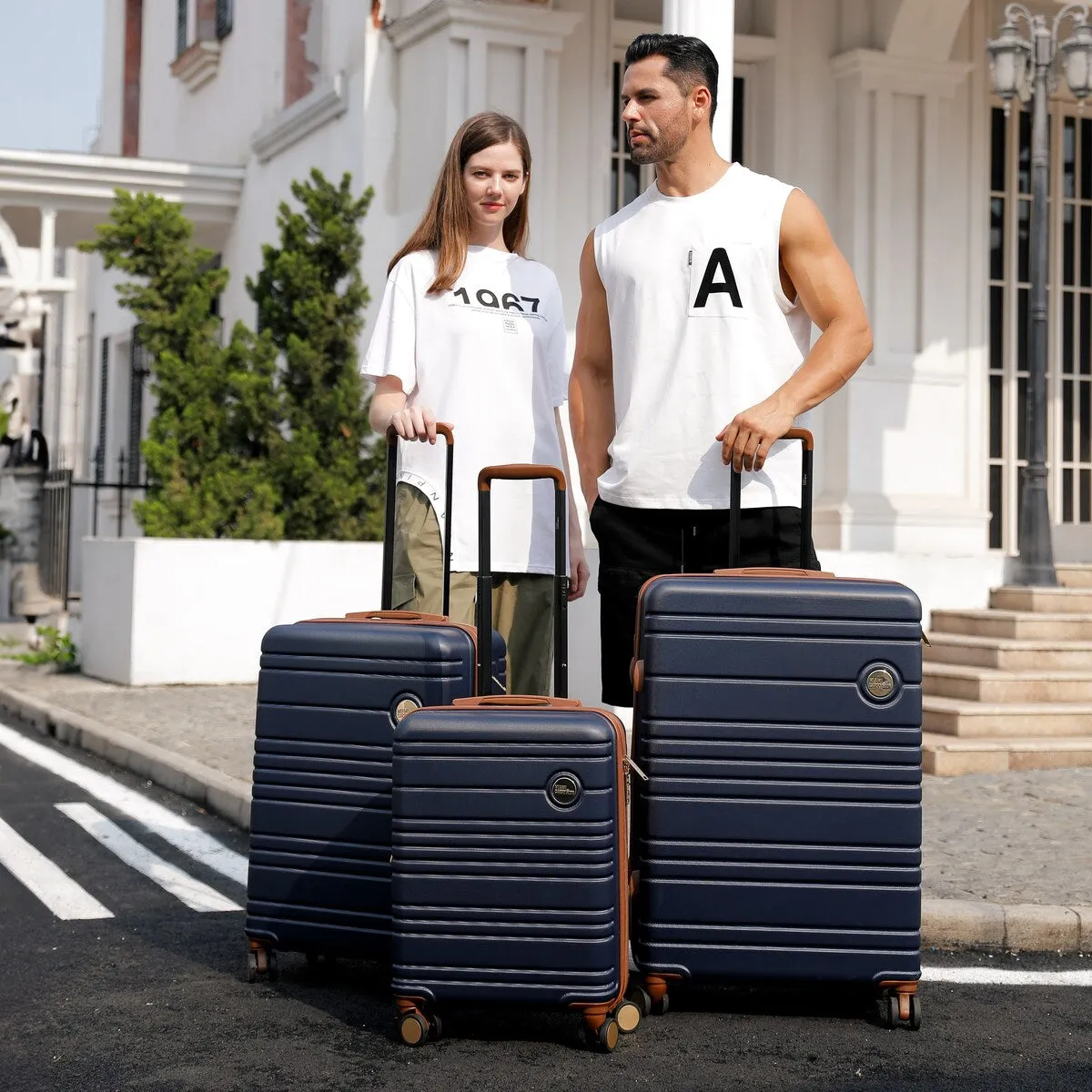 Miami CarryOn Brickell 3 Piece Expandable Retro Spinner Luggage Set