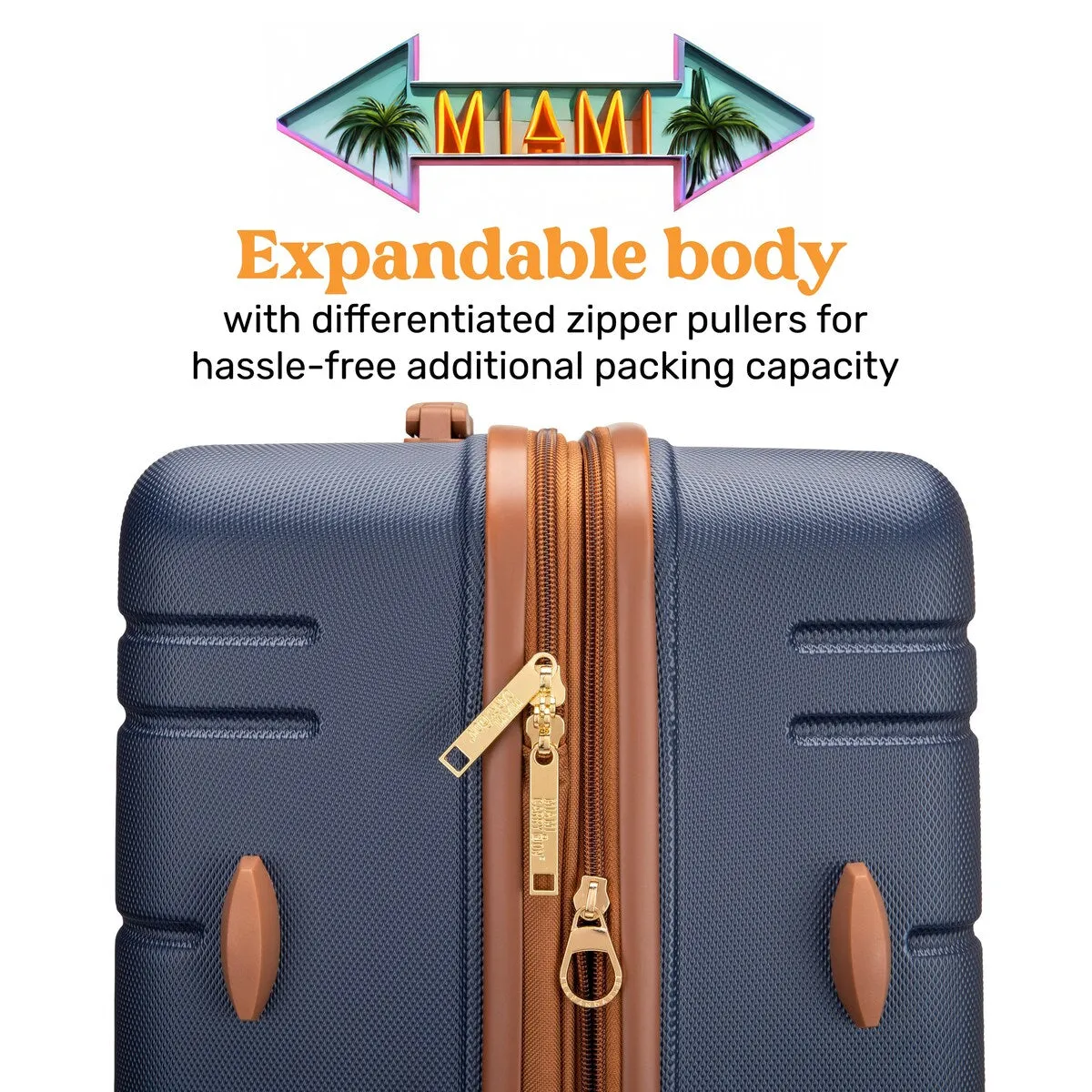 Miami CarryOn Brickell 3 Piece Expandable Retro Spinner Luggage Set