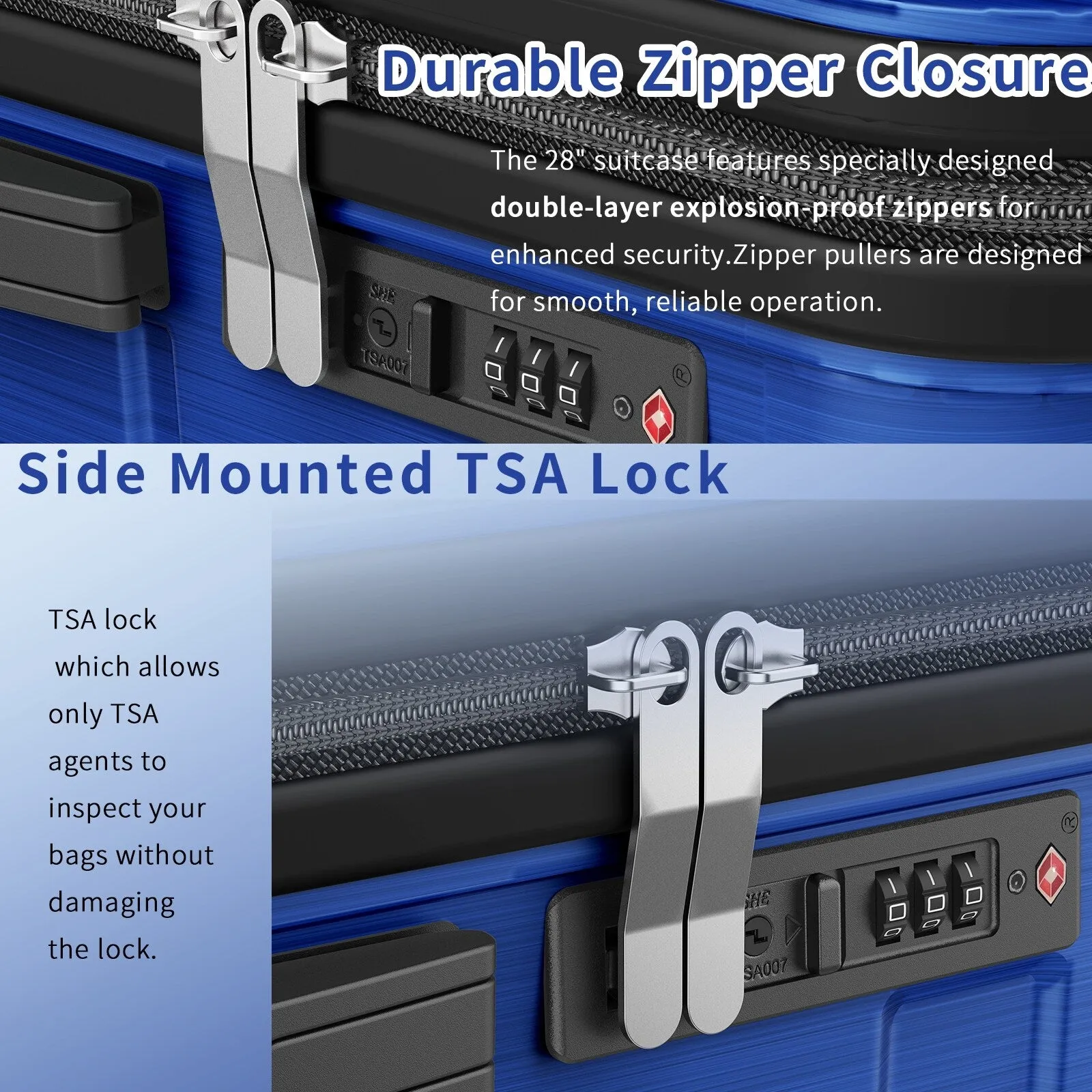 SUGIFT 3 Piece Luggage Sets Hard Shell Luggage Sets with Spinner Wheels TSA Lock, 20in/24in/28in