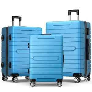 SUGIFT 3 Piece Luggage Sets Hard Shell Luggage Sets with Spinner Wheels TSA Lock, 20in/24in/28in