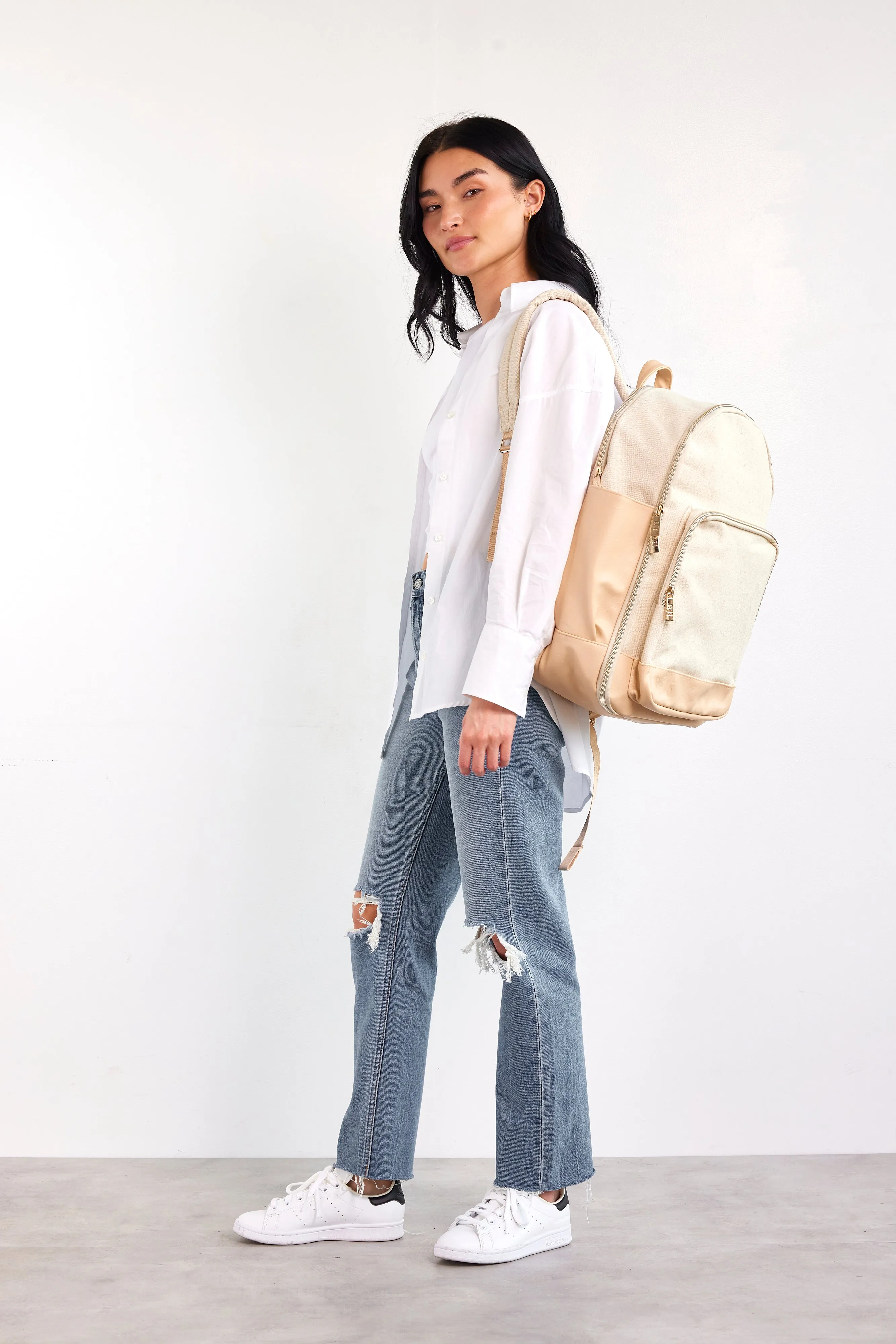 The Travel Backpack in Beige