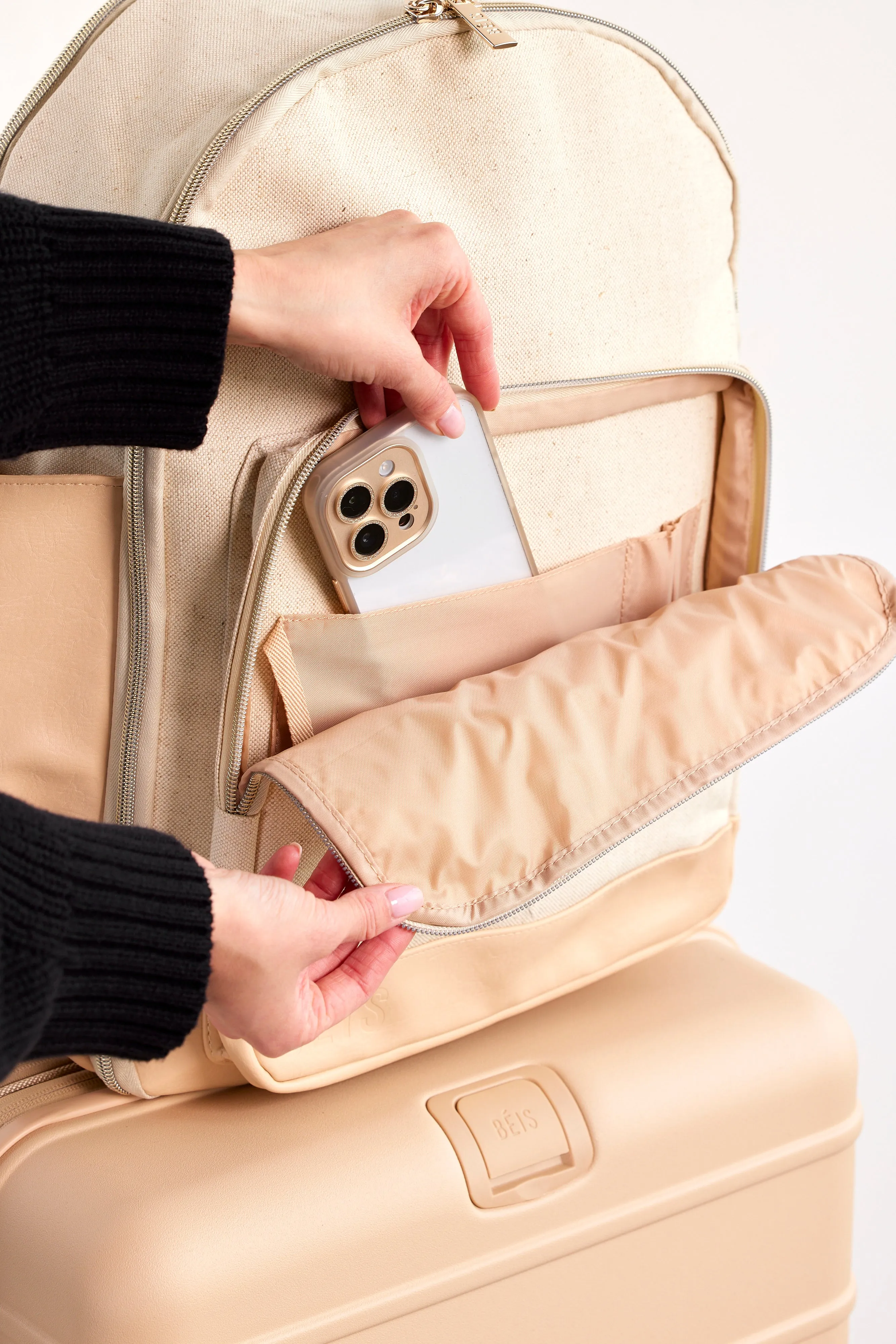 The Travel Backpack in Beige