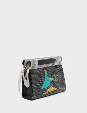 Vali Small Crossbody Cream and Black Leather Bag - Pigeonista Design